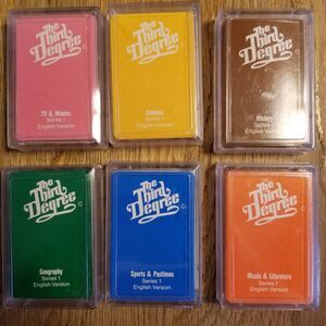 The Third Degree trivia card game 6 decks different categories series 1